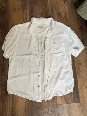 Cotton On White Button Up Collared Shirt, Size Medium